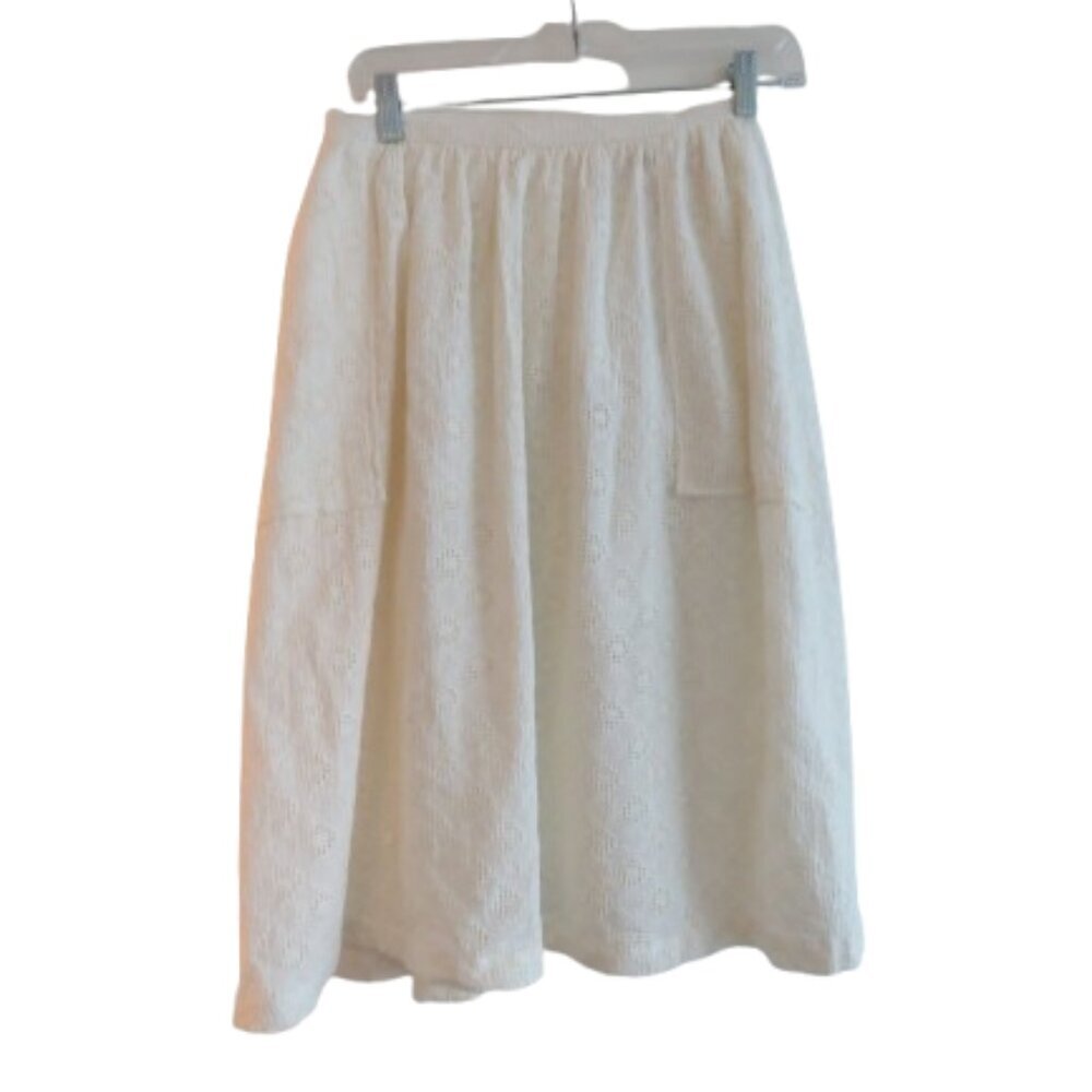 BEC + BRIDGE White Eyelet Lace Midi Skirt Coastal Neutral Boho - Size US 4